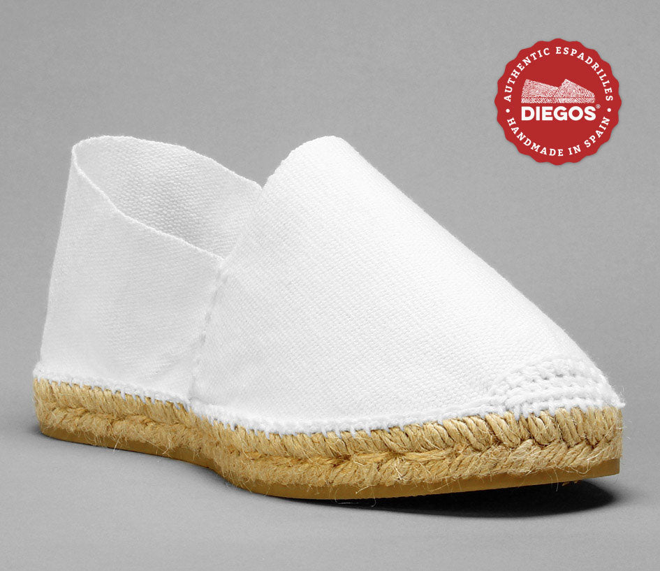 DIEGOS Classic white flats espadrilles hand made in Spain For