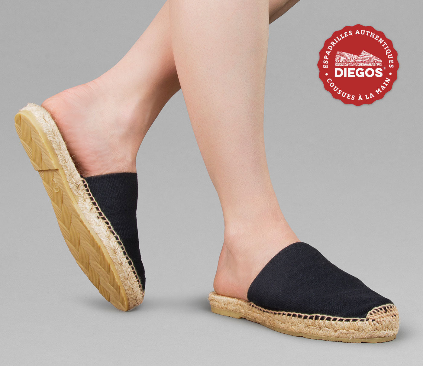 Espadrillas Diegos® Classic Lola Nere Con Zeppa Alta, Fatte E Cucite A Mano Nel Nord Della Spagna - Italia