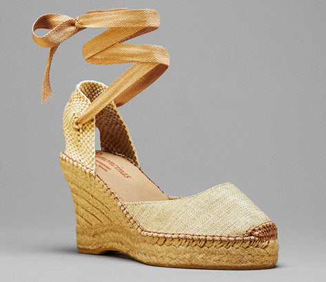 Natural Linen High Heel Platform lace-up espadrilles | DIEGOS| Handmade ...