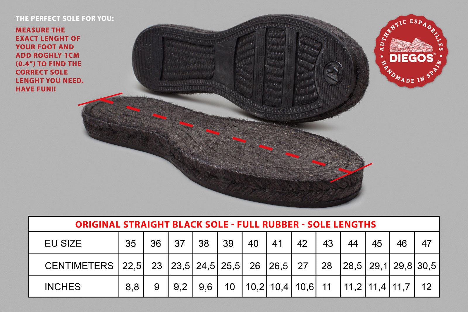 Original straight black sole - full rubber