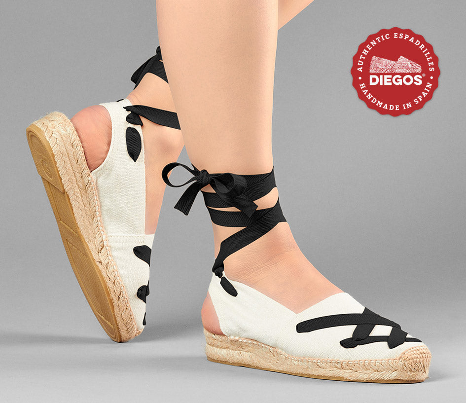Ivory classic laces low wedge espadrilles for women | DIEGOS® San ...