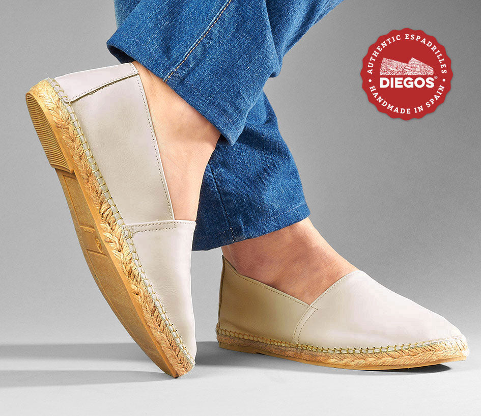 Ivory men's Leather Espadrilles | Spanish traditional shoes DIEGOS® – diegos.com