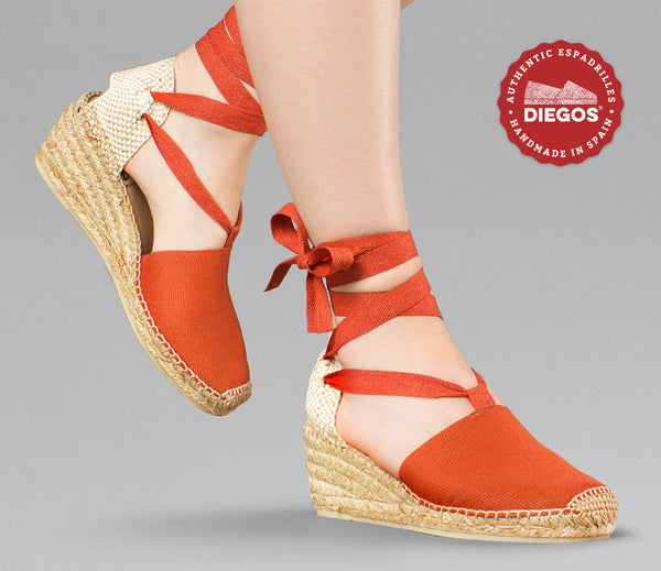 Espadrilles compensées hautes basques marron pour femme DIEGOS