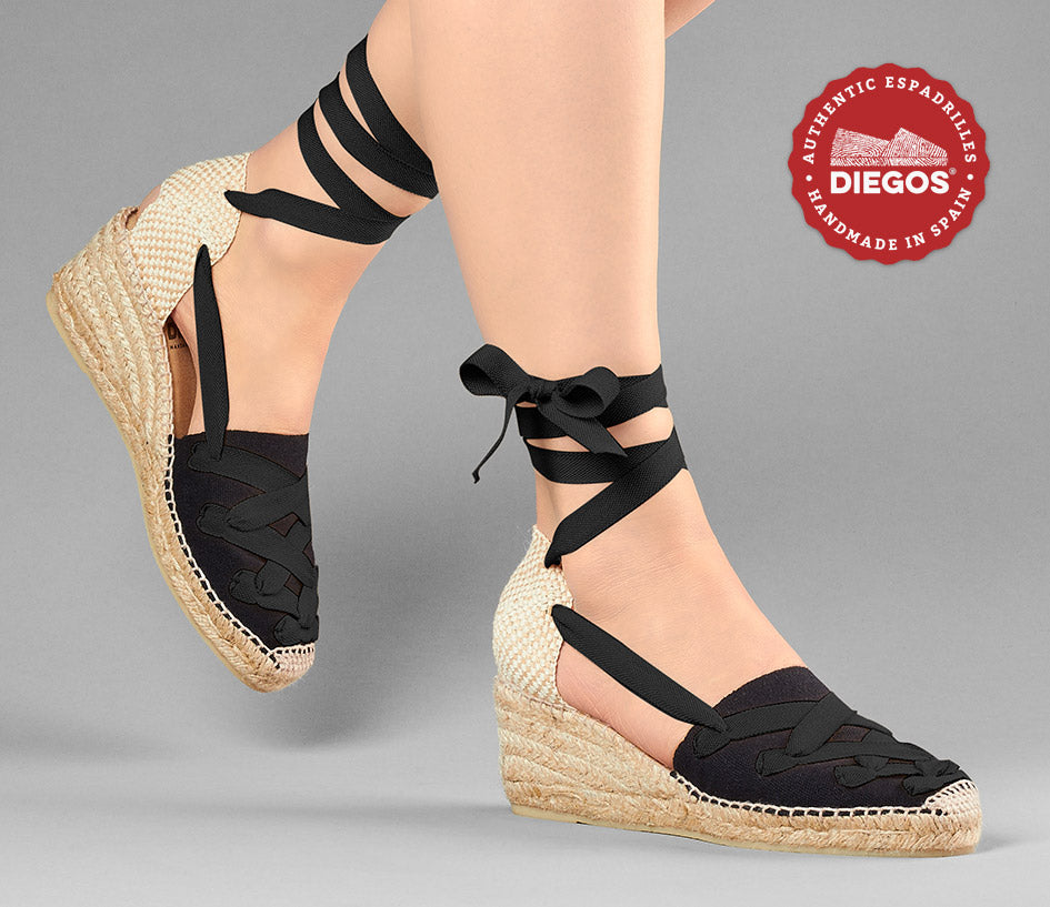 Black Lola high wedge Pamplona espadrilles
