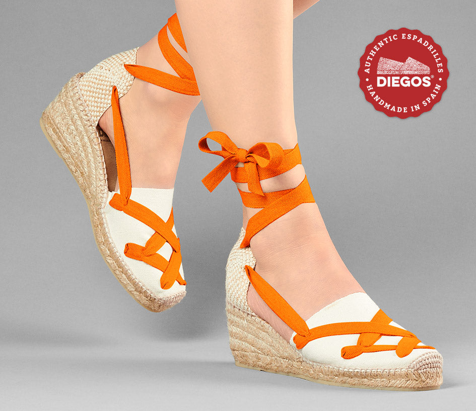 Ivory Lola high wedge classic laces espadrilles