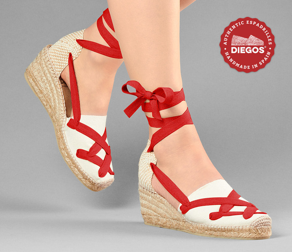 Ivory Lola high wedge classic laces espadrilles