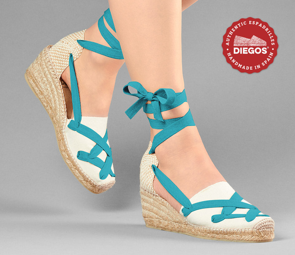 Ivory Lola high wedge classic laces espadrilles