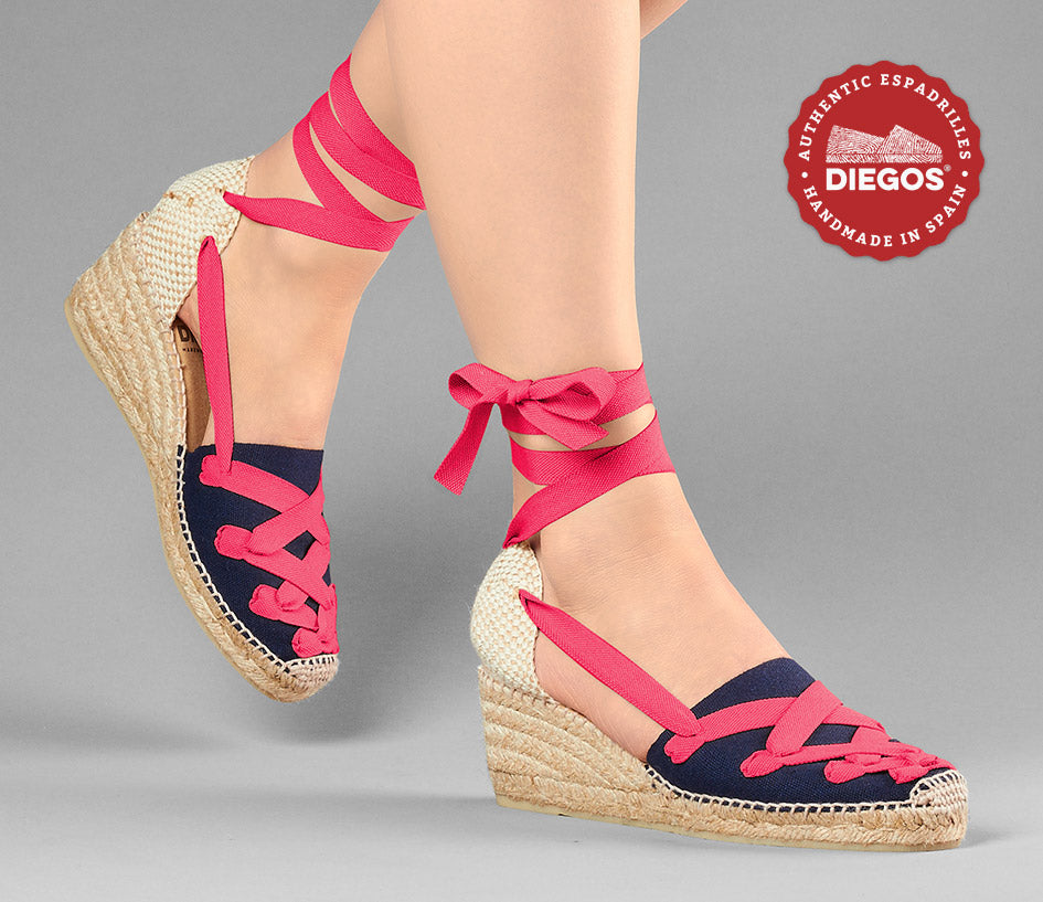 Navy blue Lola high wedge Pamplona espadrilles