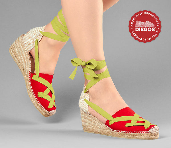 Red Lola high wedge classic laces espadrilles