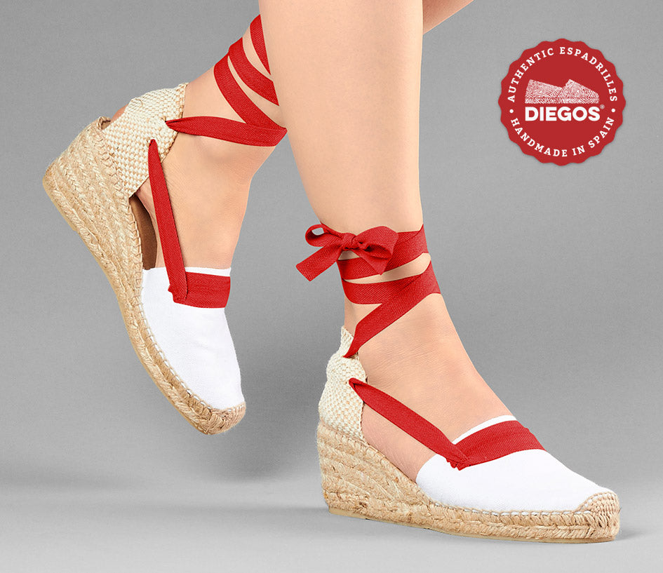 White Basque high wedge espadrilles for women DIEGOS® San Fermin