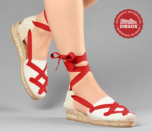 Ivory Lola low wedge classic laces espadrilles