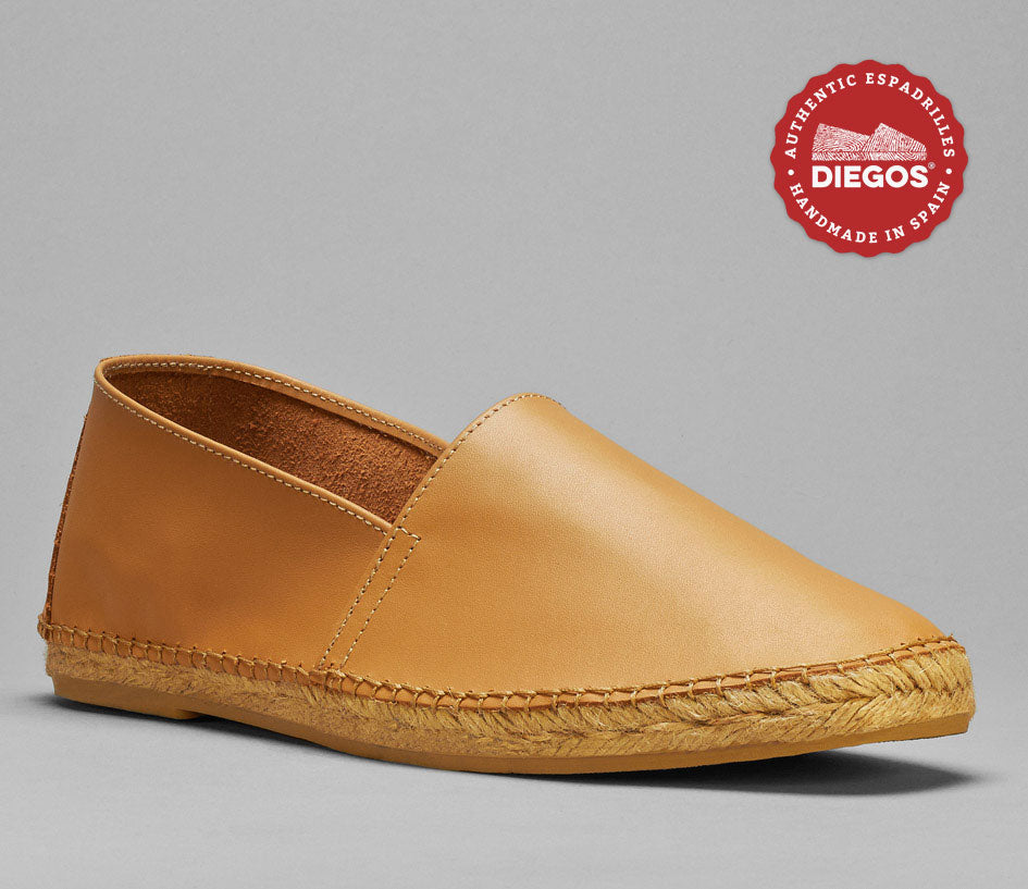 Tan Men's Leather Espadrilles | Spanish Traditional Summer Shoes by Diegos EU 43 / US 9