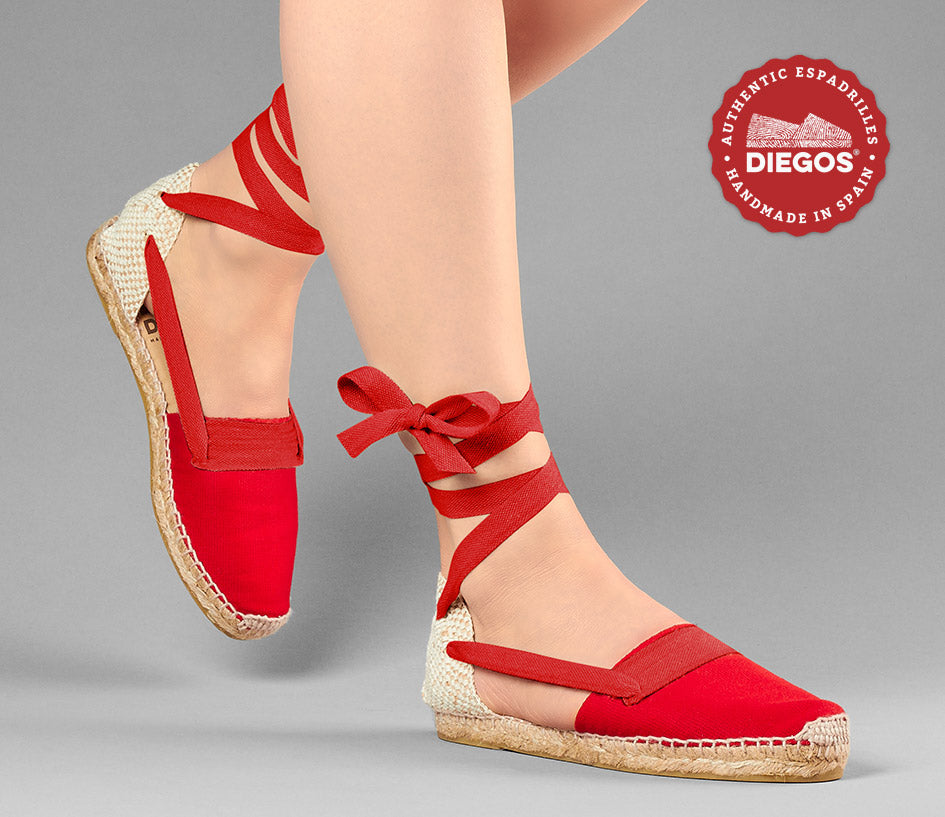 Red Basque flat espadrilles for women | DIEGOS® San Fermin – diegos.com