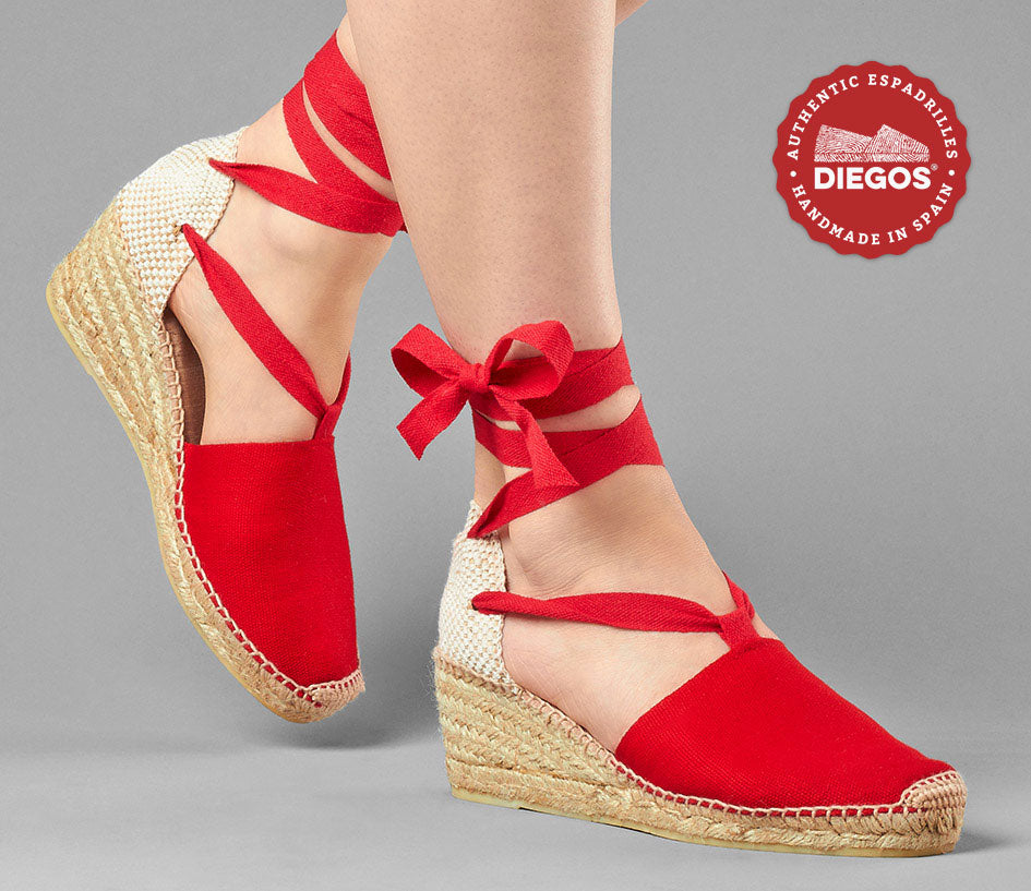 Red High Wedge Espadrilles With Laces Vibrant Summer Lace up Shoe For red-high-wedge-espadrilles-with-laces-vibrant-summer-lace-up-shoe-for