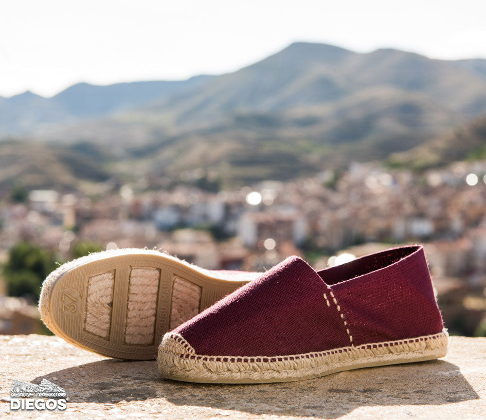 Mens espadrilles | Burgundy red canvas classic espadrilles by DIEGOS â diegos.com