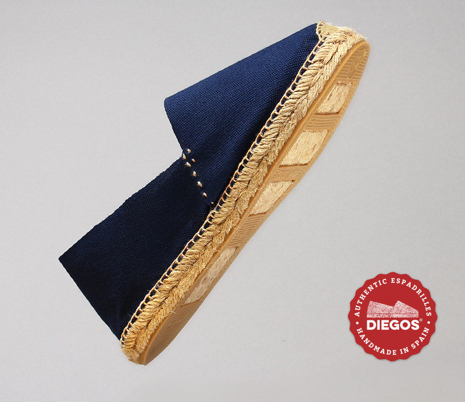 Women's flat navy blue espadrilles handstitched in Spain | DIEGOS collection â diegos.com