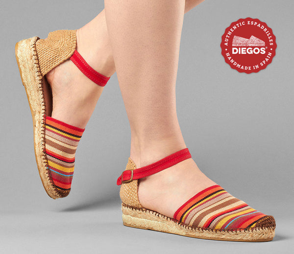 Alpargatas De Cuña BALADA Para Mujer – Color Rojo, Talla 38, Textil (Lona), Suela De Goma, Plantilla De Piel – Estilo Verano, Cómodas Y Elegantes