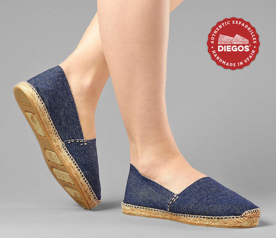 assistent Fellow Gå op og ned Denim flat espadrilles with jute rope sole for women | Casual summer shoe  from Spain – diegos.com