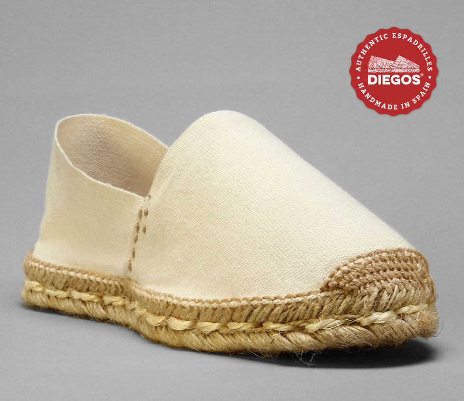 Espadrille leather ivory high heel sewn by hand in Rioja, Spain, Espadrilles for women. DIEGOS® Collection, Valencian outlet Espardenya