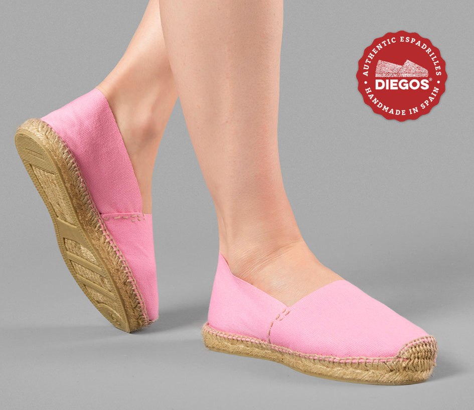 Women's flat pink espadrilles handcrafted in northern Spain â diegos.com